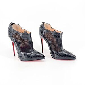 Christian Louboutin Mandolina Black Laser Cut Booties Size 37.5 US 7.5 Women's